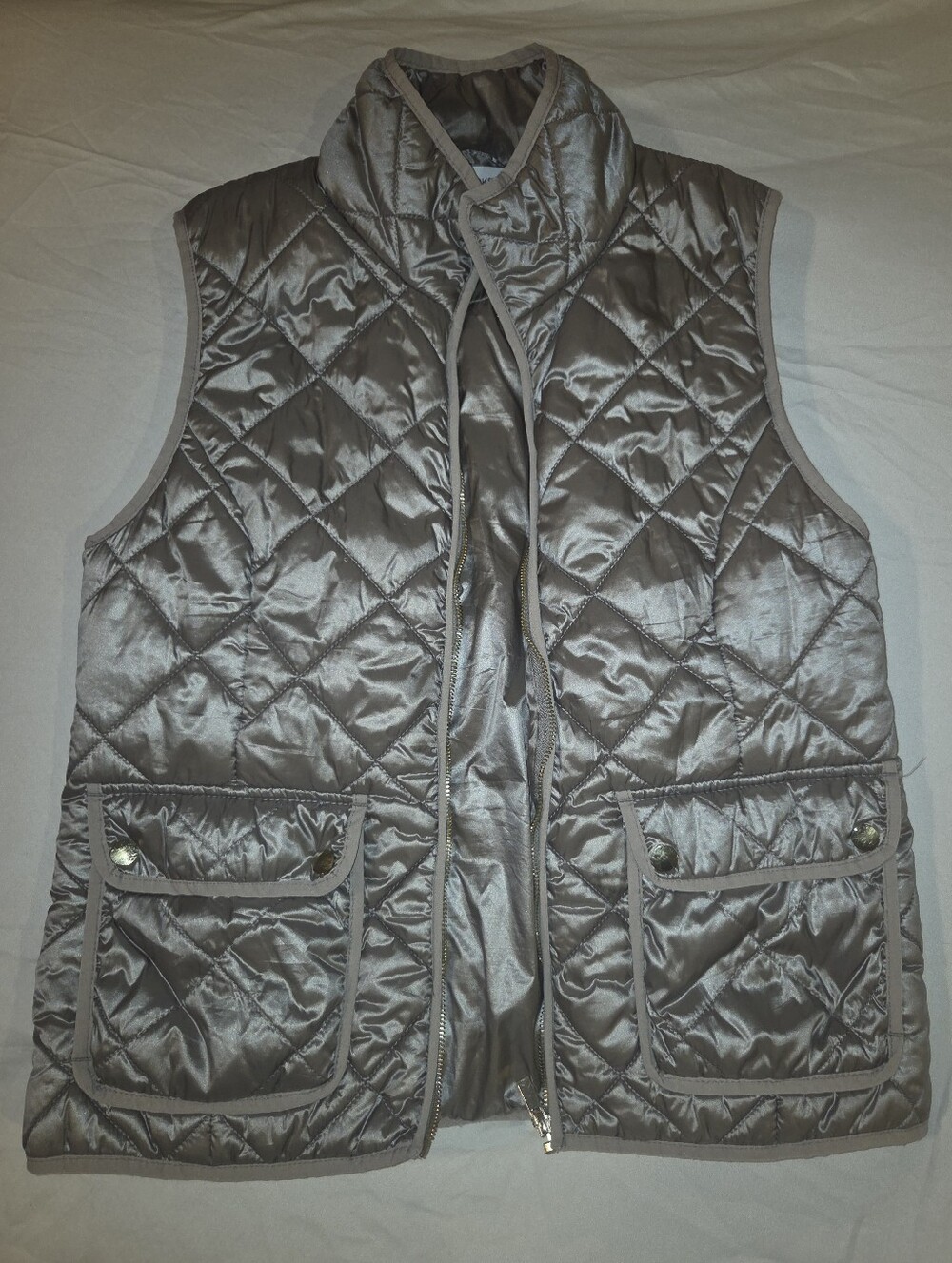 Workshop Republic Clothing Quilted Sleeveless Puffer Vest - Silver Gray